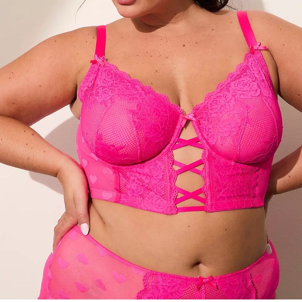 Heart Mesh Longline Unlined Balconette Bra